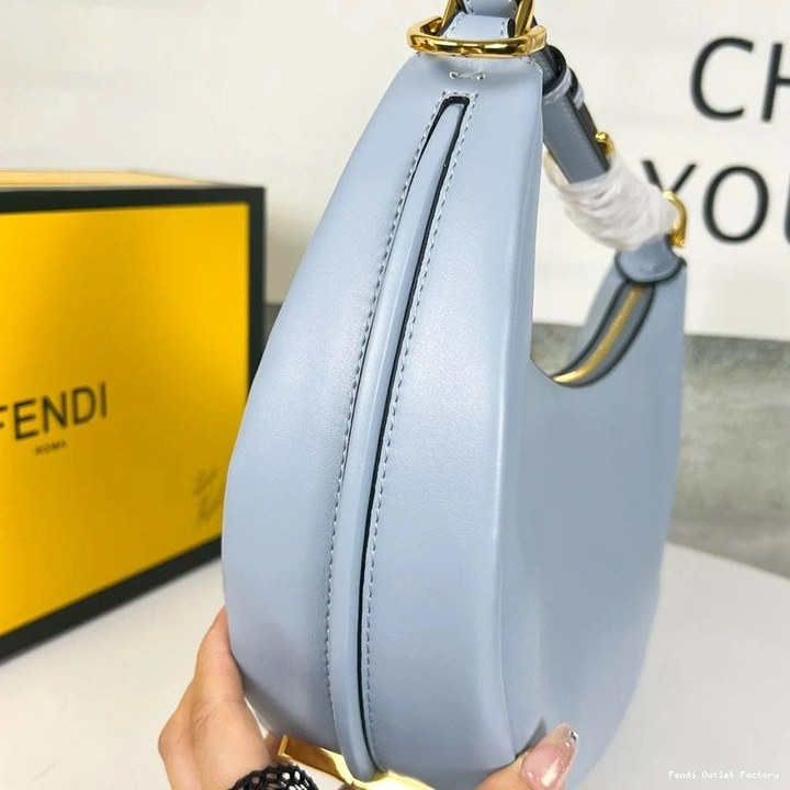Vintage HOT Sky Bag Calf Fendi In Hobo Fendigraphy Blue Leather Small 0722